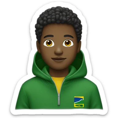 Black boy using lacoste hoodie with brazil flag sticker