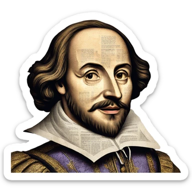 Shakespeare made of newspaper cuttings 420 roses flowers sticker
