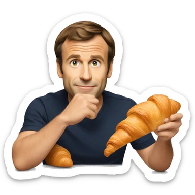 Macron qui mange un croissant sticker