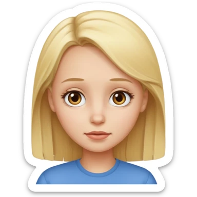 An emoji of a blond girl with a VERY VERY VERY big forehead sticker