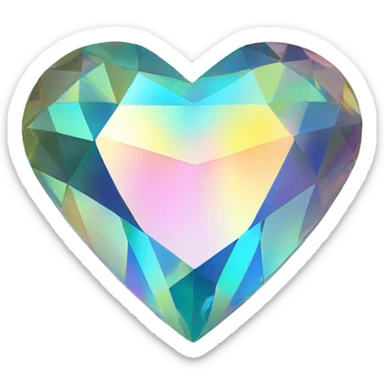 Heart shaped 56-carat iridescent diamond sticker
