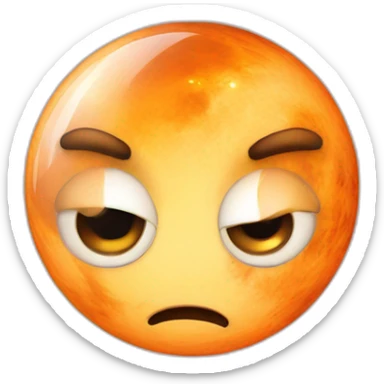 planet Venus with a cartoon fearful face with big thoughtful eyes sticker