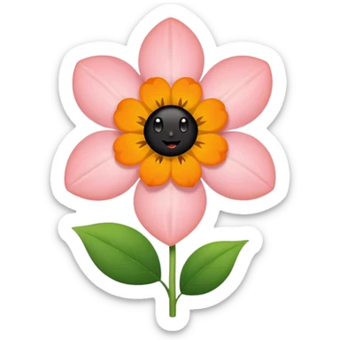 Green stem, white bud with black cartoony face: ;p. And six heart shaped yellowish orange petals sticker
