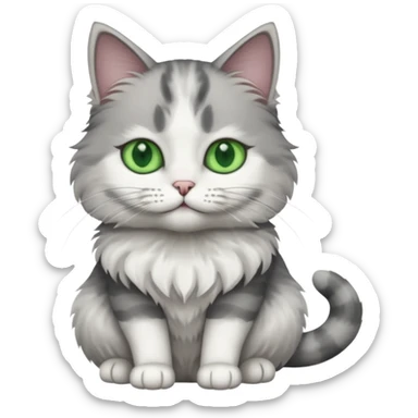 a grey and white cat sitting regally sticker