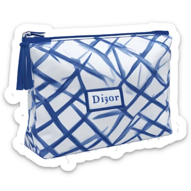 Dior-style cosmetic bag blue-white sticker