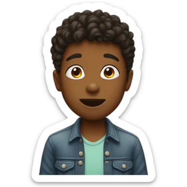 A boy with kisses sticker