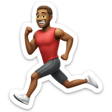 Design an emoji of a person running with a big heart in his back. Capture the joy of cardio exercise sticker