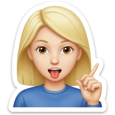 Emoji biting her pointer finger sticker