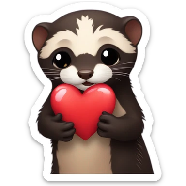 dark ferret hugs a heart sticker