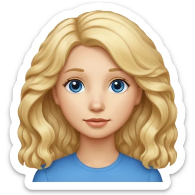 Long, straight, blonde hair, blue eyed woman.   Wavy, blonde goldendoodle sticker