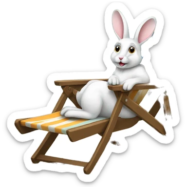 rabbit sitting deckchair sticker