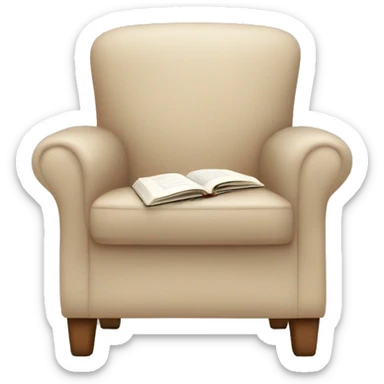 Simple Beige Armchair with blanket and open book on it sticker