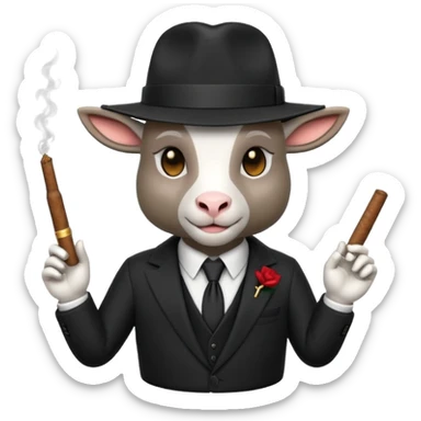 a 3D Goat emoji dressed as a Mafia Boss sticker