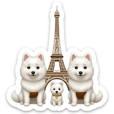 Eiffel Tower with two Samoyed dogs sticker
