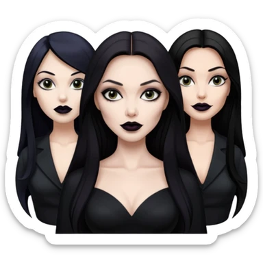 “Emoji girl, femme fatale, tomie vibes, morticia adams vibes, anglina jolie, and megan fox sticker