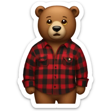 Big bear in a Buffalo plaid flannel shirt  sticker