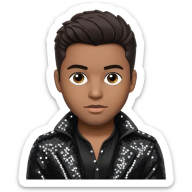 Bobby Valentino with dark brown hair, black sequin outfit sticker