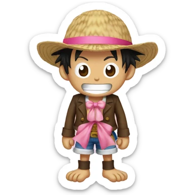 Monkey d luffy with a pink bow on sticker