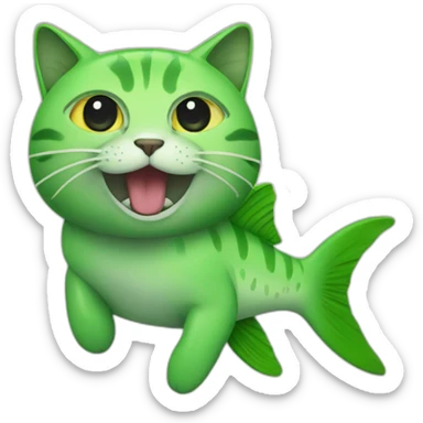 fish-cat-green sticker