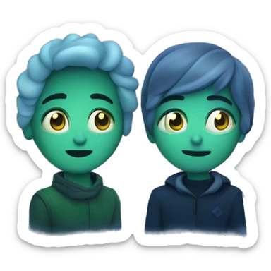 dos personas viendo una Aurora boreal  sticker