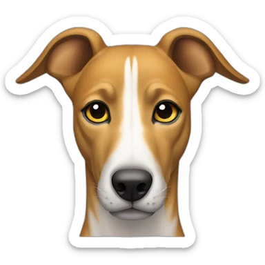 Front view, greyhound, brown yellow tiger sticker