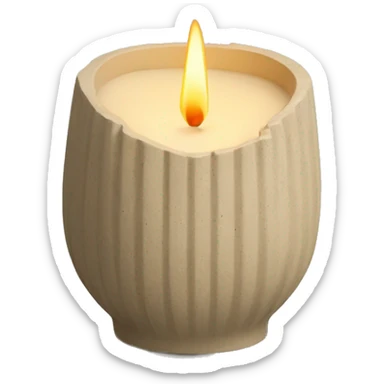 candle in beige concrete ridged vessel sticker