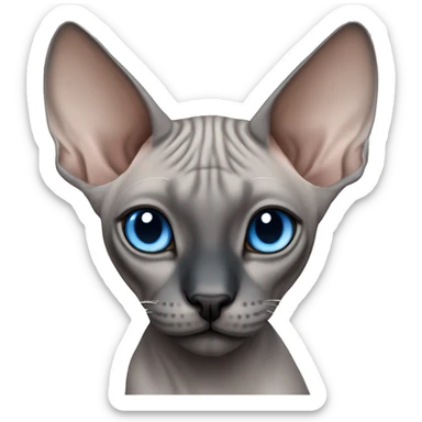 grey sphynx cat with blue eyes and black nose sticker