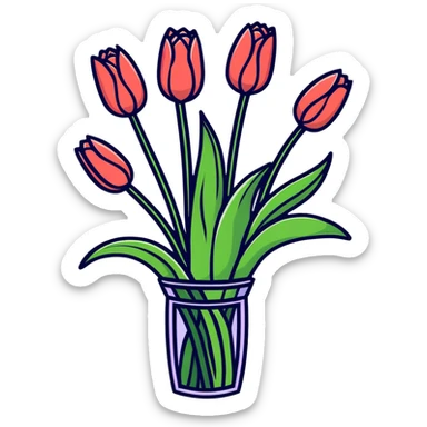 beautiful bouquet of colorful tulips sticker