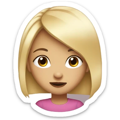 Girl with blonde hair give a ping kiss sticker