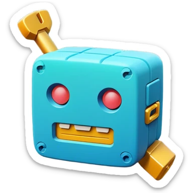 Clash of Clans aesthetic: Cinematic Playful Pixel 3D Key Emoji, rendered in a 3D vector-style similar to standard emojis with minimal shading and bold, simplified shapes. A compact, distinct form with signature details, softly glowing with a pixelated adventure charm. Simplified yet unmistakably iconic, highly detailed and consistent, glowing with a soft radiance and high shine. Stylized with a touch of classic pixel-art charm and a soft glowing outline, capturing the essence of a beloved gaming relic with a friendly, playful manner! sticker