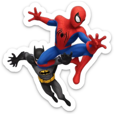 spider man and batman hughing sticker