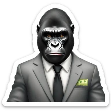a gorilla wearing a suit and holding money sticker