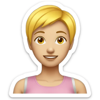 weight loss girl with yellow short hair sticker