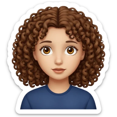 Uma menina de cabelos cacheados com olhos marrons e cabelos castanhos  sticker