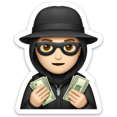 robber with money emojicreated using Al. Copy and paste robber with monev emoii to use or share on Discord and Slack. sticker
