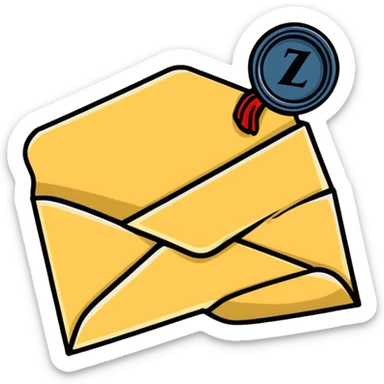 sealed letter with wax seal sticker