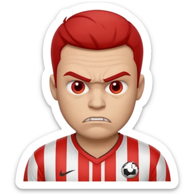 angry footballer red and white striped shirt sticker