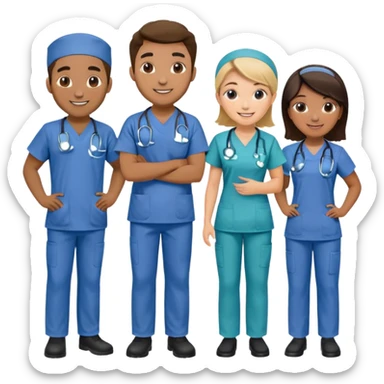 group of nurses (male and female, different races) sticker