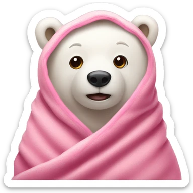 A white bear covered in a pink blanket for christmas  sticker