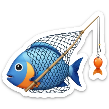 a fishing net filled with tropical fish
 sticker