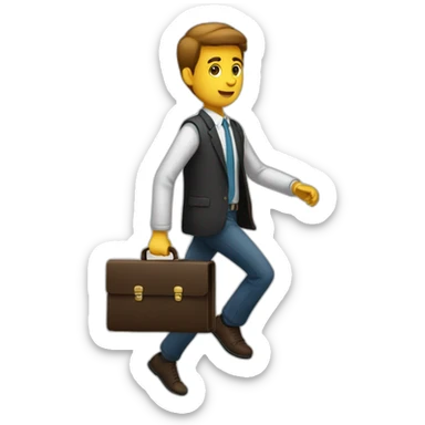 Create an adolescent with a briefcase running sticker