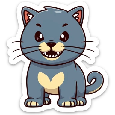 saber-toothed cat with enormous tusks four times longer than its head, extremely exaggerated canine teeth that extend far past its body sticker