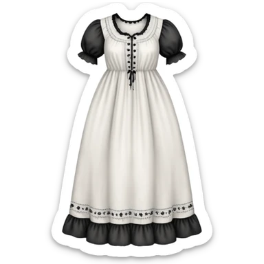 White victorian nightgown with black bugs crawling around pattern sticker