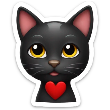 Black cat with hearts sticker
