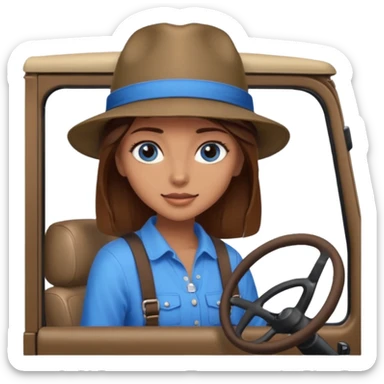 girl in a jeep, blue eyes and brown hair sticker