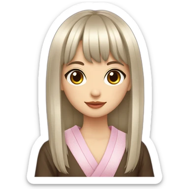 Japonaise jeune brune avec frange long sticker