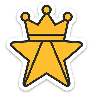 gold star with a crown, representing the word 'Elite', color outline icon style sticker