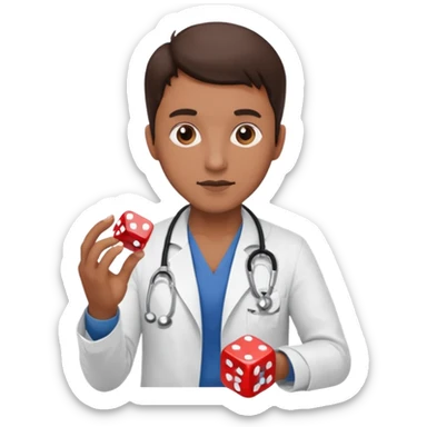 un doctor jugando a los dados sticker
