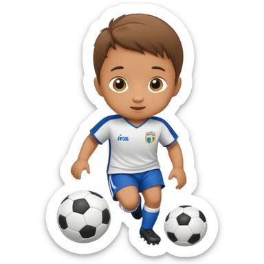 Baby playing soccer sticker