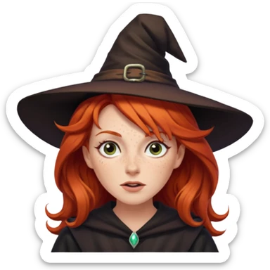 Red haired witch, sassy, rolling eyes upwards sticker